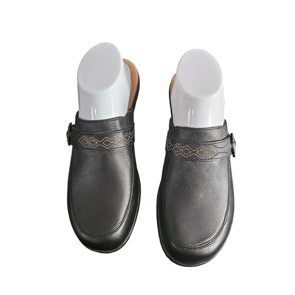 Clarks Shoes - Clarks Womens Leisa Dream Black Leather Mules Size 7.5